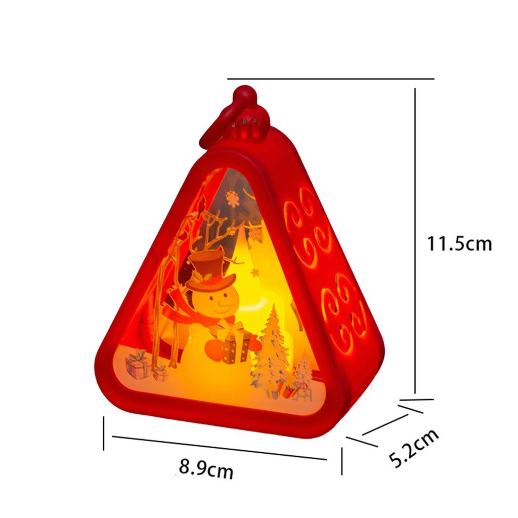 Mini Christmas LED Triangle Lantern Santa Claus Snowman Festival Lamp Bedside NightLight Xmas Holiday Table Decor Ornaments Gift