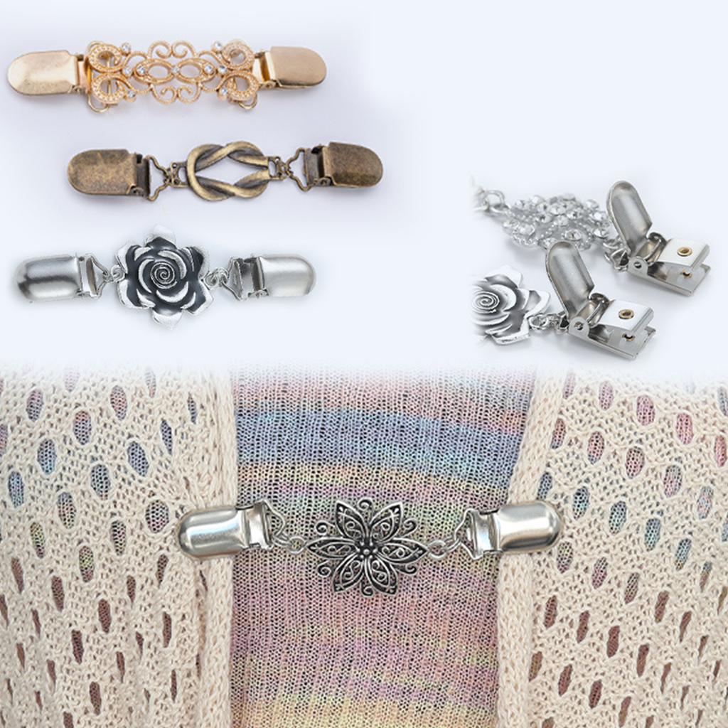 6 Stück Cardigan-Clip Vintage Pullover-Clip Schal Kragen Metallclip Pullover Schal Clip-On Verschlüsse Cardigan Sicherheitsnadel