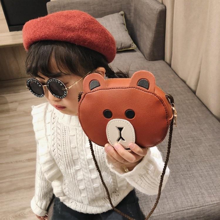 Fashionable Princess-themed Kids Shoulder Bag Pu Leather Adorable Toddler Coin Purse Bear