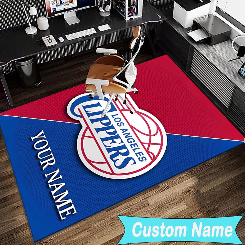 Custom Name Rug LA Clippers Basketball Art Area Rug Suitable for Indoor And Outdoor,Carpets for Homes, Offices,Living Rooms,Home Decor,Christmas Gift