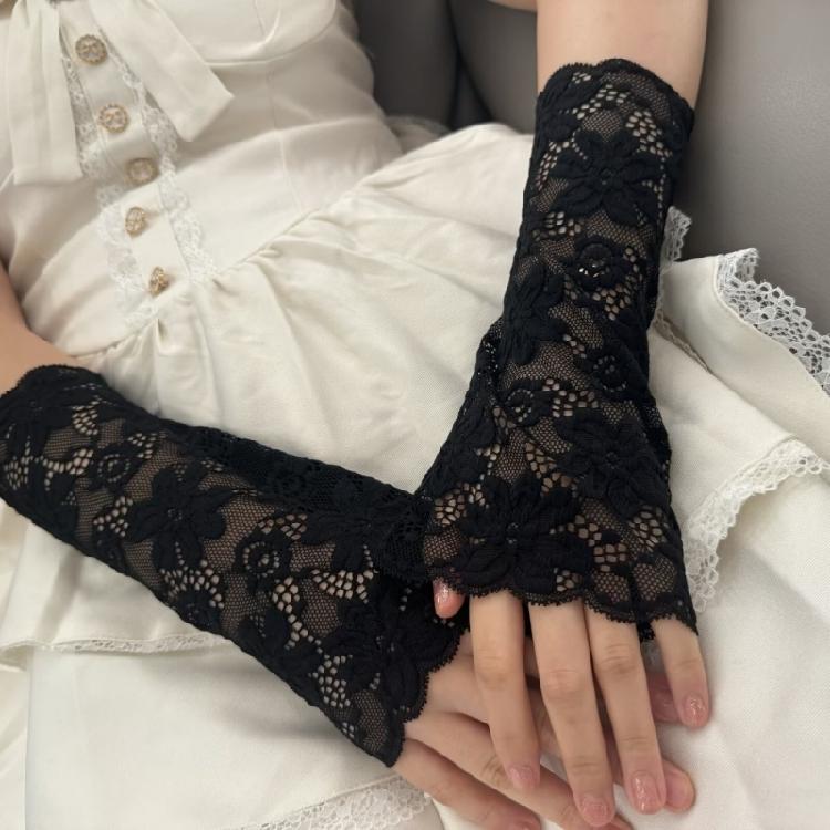 Lightweight Sheer Lace Arm Sleeves Sun Protective Gear Wedding Party Outdoor Activity Rudiments