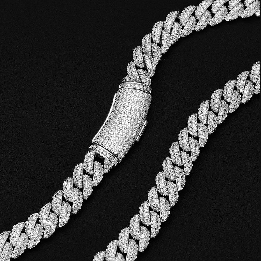 LEPAI s Moissanitecuban Link Chain Necklace Fashion Jewelry Necklaces Fine Chains Necklaces Man 18inches(45.72cm) серебряный