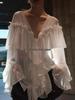 Long-Sleeve V-Neck Beach Cover-Up Top