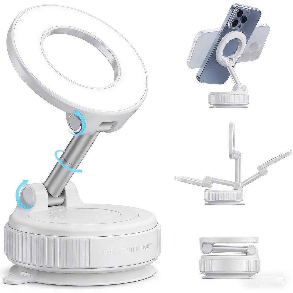 Universal Strong Magnetic Phone Holder 360° Adjustable Foldable Design Vacuum Car Mount For Cell Phone For iphone Live Streaming