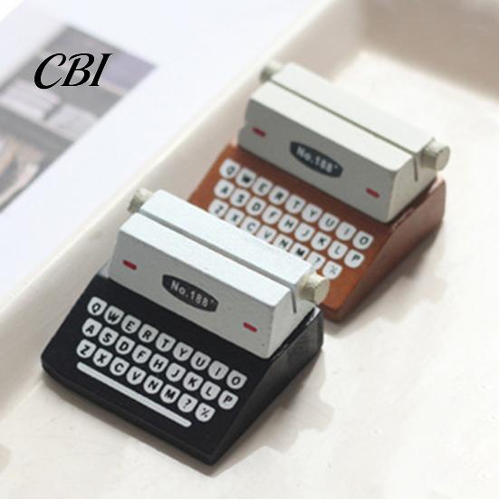 Water-based Paint Wood Holder Retro Wooden Typewriter Memo Clip, Vintage Desk Place Card Holder, for Decorative Message Photo Picture Stand