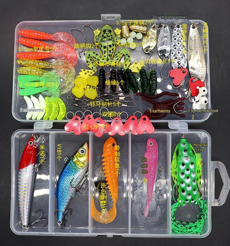 Lure Spinner & Soft Bait Thunder Frog Minnow Hook Combo Set In Box