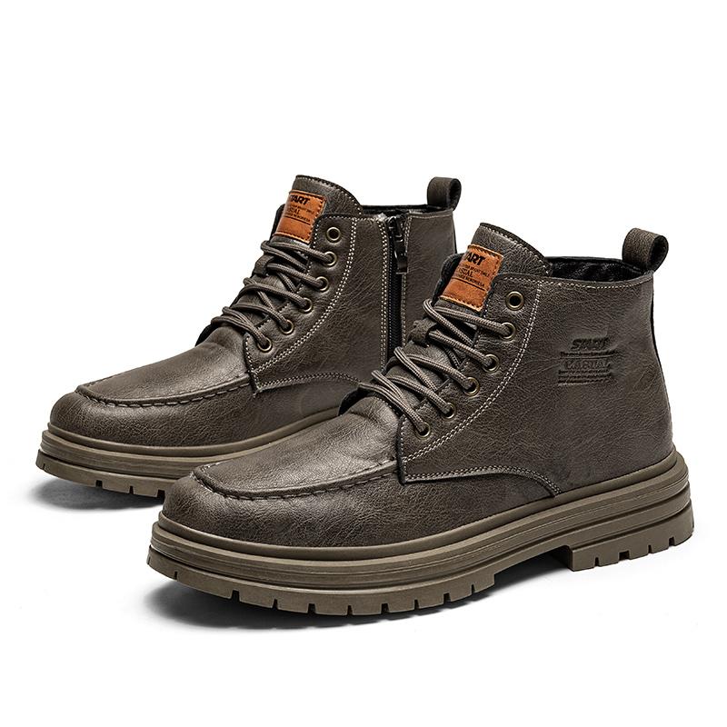 

Новые мужские высококачественные повседневные туфли из текстурированной кожи с высоким берцем, черные, на толстой подошве, удобные кожаные туфли для мужчин 44