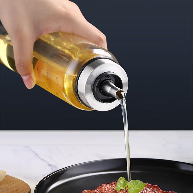 Glass Oil Bottle, Leak-Proof, Small Oil Container for Cooking Oil And Seasonings, Bottle for Oil Storage, Soy Sauce Bottle with Lid