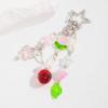 Europäischer amerikanischer süßer Erdbeer-Acryl-Anhänger und Perlen-Schlüsselanhänger aus Legierung