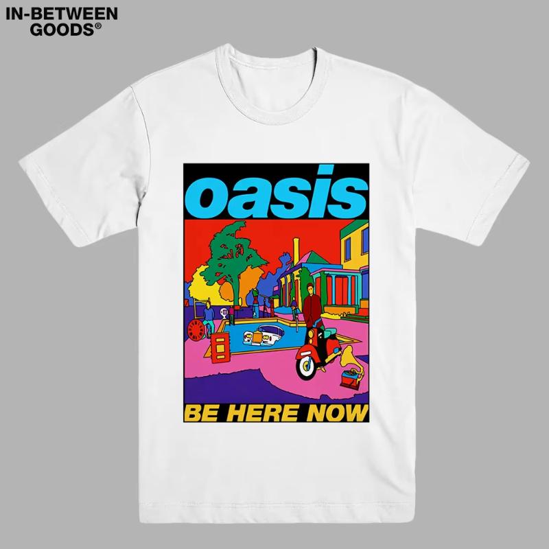 Summer Oasis Band Rock T-shirt Retro Punk Print T-shirt Loose Breathable Casual Short Sleeve T-shirt Camisetas Surf Hombre Moto