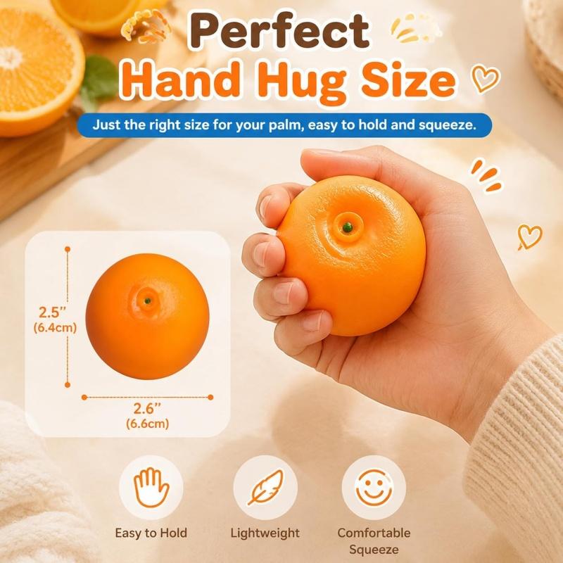 Crunchy Orange Squishy, Asmr Bead Filled Crispy Fruit Stress Ball Slow Rising Squishies Squeeze Fidget Toy Calming Gift