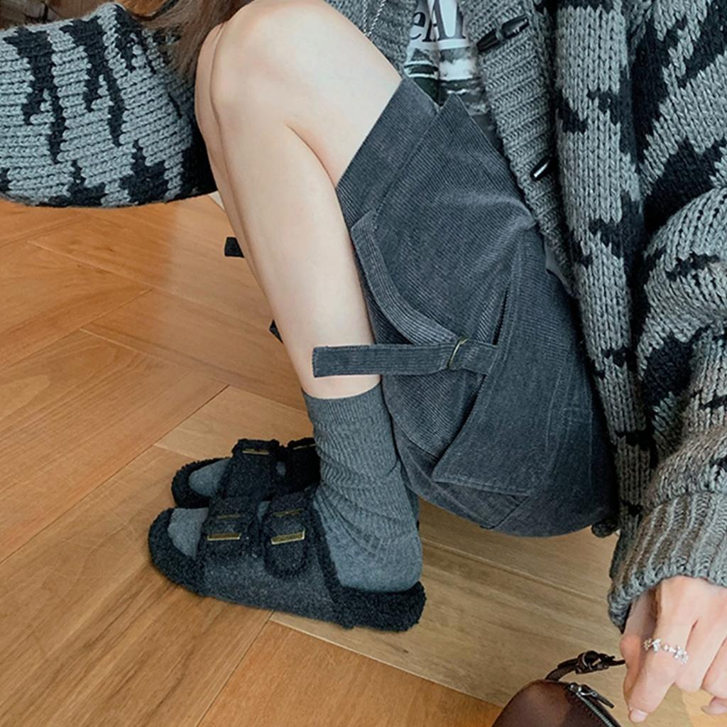 Soft Fur! Thick-bottomed Mao Mao Boken Slippers for Women's Outerwear 2025 Autumn and Winter New Versatile Double-buckle with Lazy Slippers