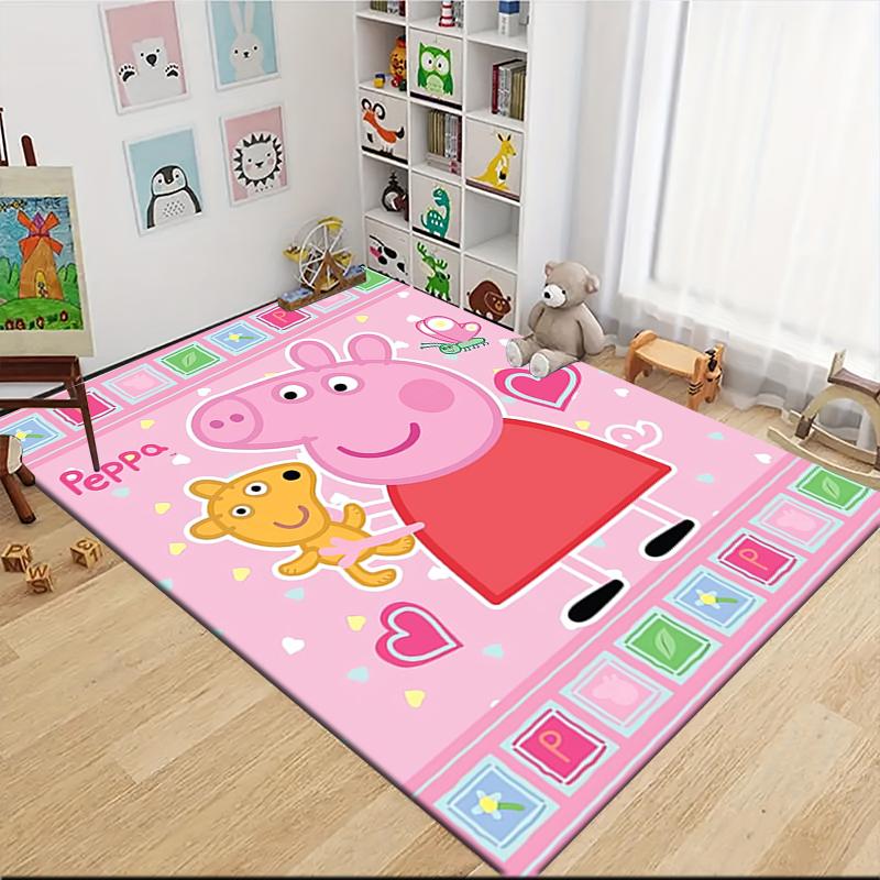 1Pc Peppa Pig'S Playful Day Carpet Rug Customizable Soft Washable Antislip Home Living Room Sofa Mats Personalized Rug 0917107