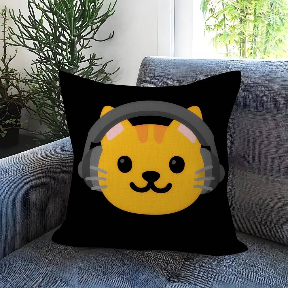 Cat Emoji Fun Art Pillow Covers Cartoon Sofa Decorative Home Doublesided Printing Short Plush Cute Cushion Cover