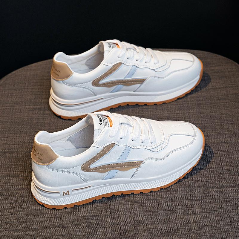 Genuine Leather Small White Shoes Women's Skate Shoes  Spring New Sports Forrest Gump Shoes Women's All-match Casual Trendy Daddy Shoes