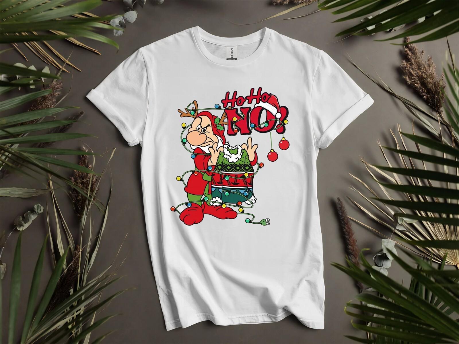 Funny Grumpy Dwarf Ho No Christmas Light Hoodie Tshirt Men Women Unisex AD877 S