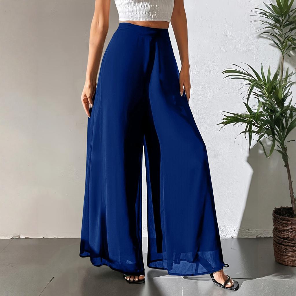 Women'S Wide Leg Pants  Casual Elastic Waist Loose-Fit Long Trousers, Lightweight, Suitable for All Seasons