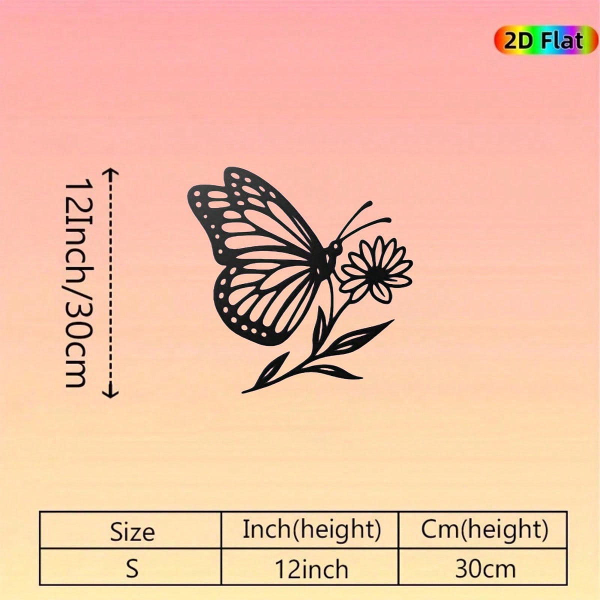Butterfly Flower Metal Wall Art Vintage Iron Sculpture Home Garden Decor Gift