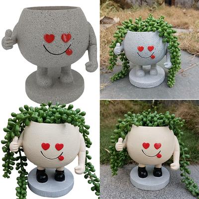 Small Plant Container Resin Standing Flower Pot Creative Landscape Arrangement Planters Versatile Gifts for Friends