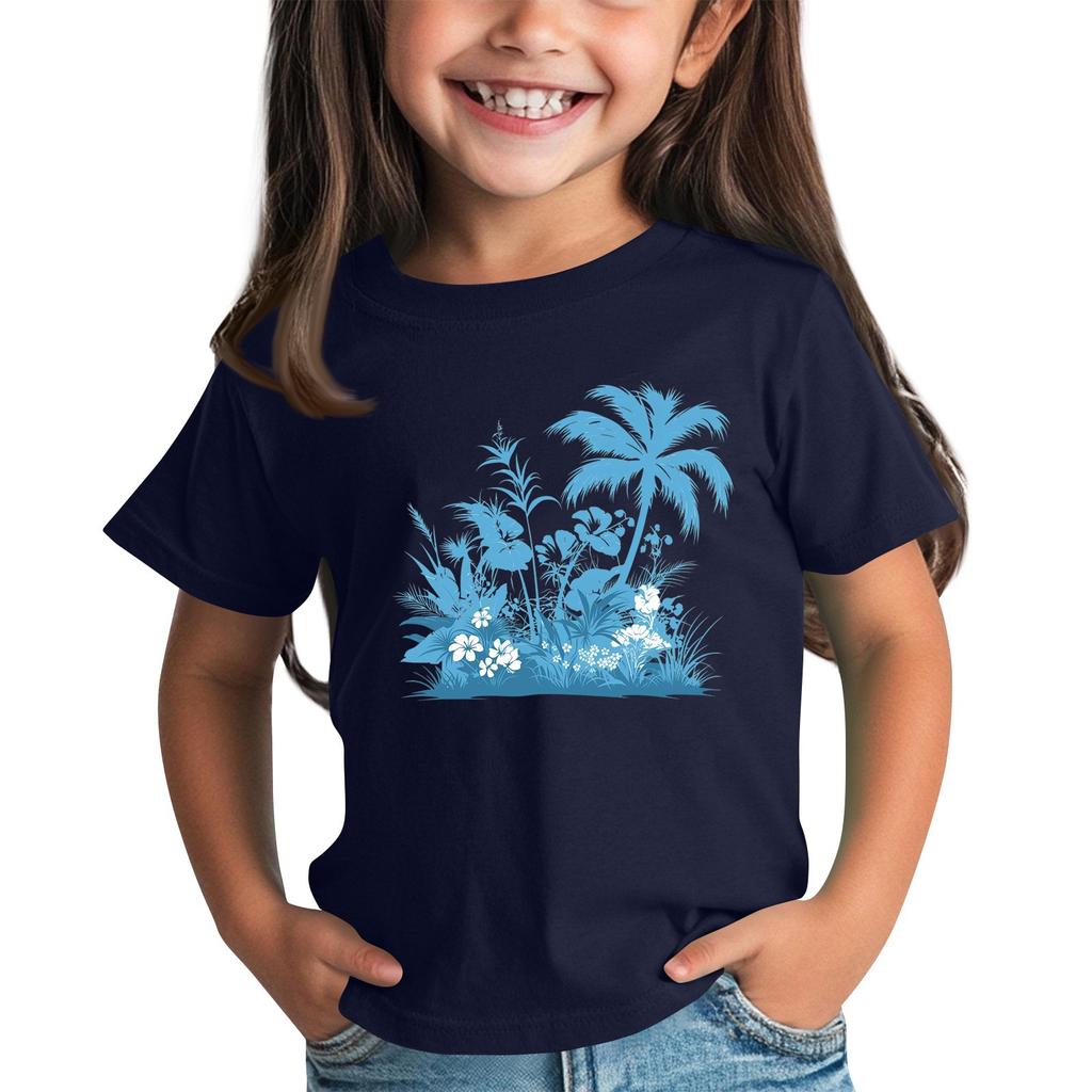 Kindermode Täglich Bedrucktes Rundhals Kurzarm Lässiges T-Shirt Top