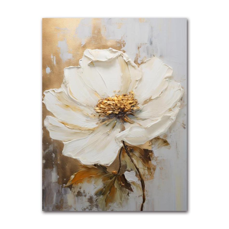 Abstract White Gold Flowers Canvas Modern Nordic Plant Posters And Prints Wall Art Pictures For Living Room Home Decor