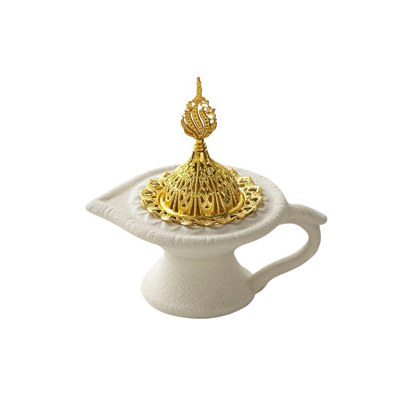 Modern ceramic magic lamp incense burner, handheld aromatherapy burner, home decoration ornament, festival incense burner