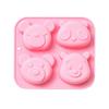 4 Cavities Fondant Moulds Silicone Chocolate Molds Candy Mould Bear Shaped for Birthday Party Cake Decorations Cupcake
