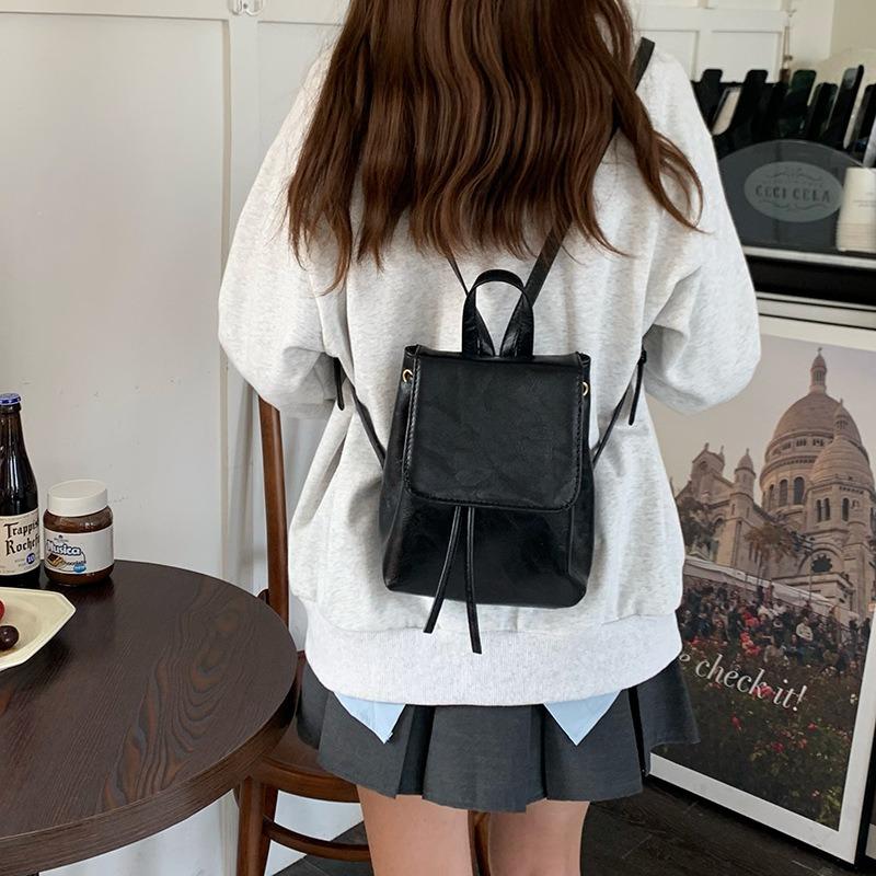 Small retro brown backpack new simple versatile shoulder bag bag