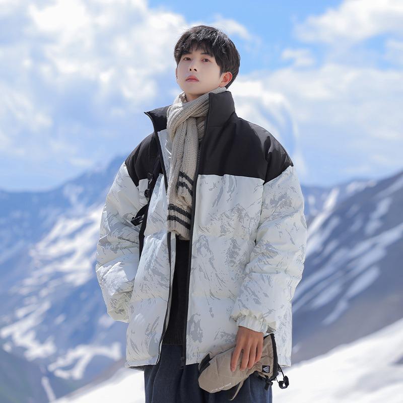 Мужская зимняя спортивная пуховая куртка 2025 - Свободная, теплая и ветрозащитная 3XL белый