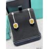 Yellow Diamond Earrings, Colored Gem S, Non Allergic Electroplating, Thick Gold Birthday Gift, Daily Dressing