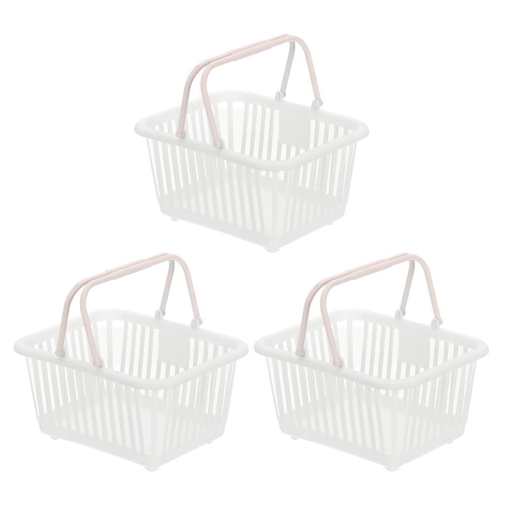 3PCS Mini Shopping Basket Small Plastic Basket Basket Grocery Tiny with Handles Organizer Filtered Water for Toys Fruits Snacks