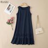 ZANZEA Women Casual Round Neck Summer Sleeveless Dress