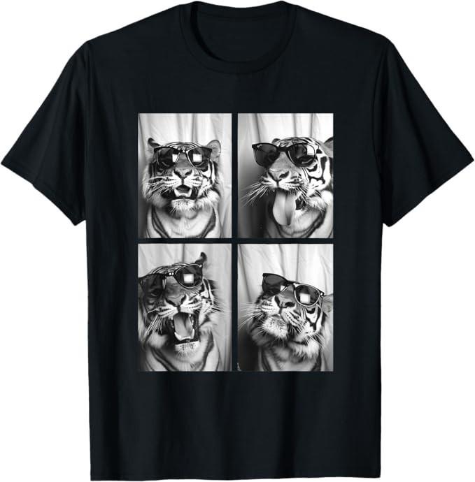 Cute Tigers with Sunglasses Cool Feline Animals Photo Booth T-Shirt