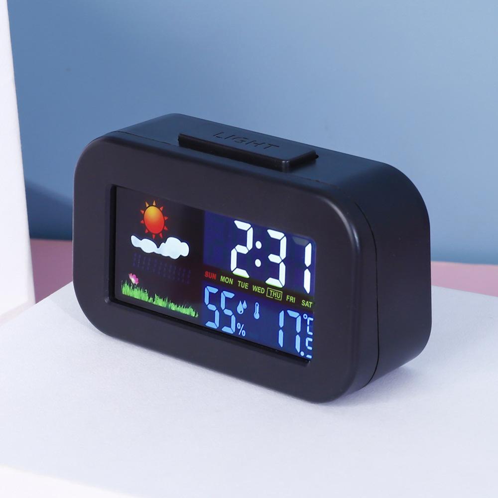Despertador Digital de LED com Previsão do Tempo, Exibição de Temperatura e Umidade