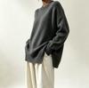 Women's Plus Size Round Neck Knit Sweater - Autumn/Winter 2026 Collection, Solid Color, Loose Fit, Side Split Pullover