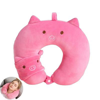 Cute U-shaped Pillow Portable Cartoon Animal Neck Pillow Travel Neck Support Pillow with Eye Mask for Long Flights Office Nap Cervical Spine Health