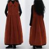 Women's Point Collar Sleeveless Maxi Dress Loose Fit Elastic Waist Solid Corduroy Tank Dress With Button Front