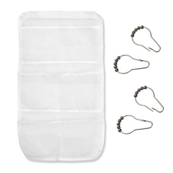 

Подвесная сумка для ванной комнаты, большая вместимость, прозрачная с крючками, выдерживает большую нагрузку, быстро сохнет.