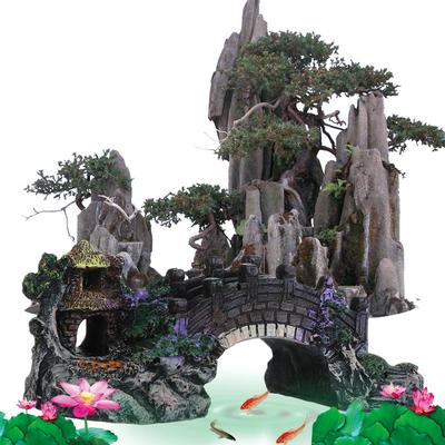 Tree Plant Fake Landscaping Fish Tank Ornament Resin Aquarium Ornaments Artificial Bridge Rockery