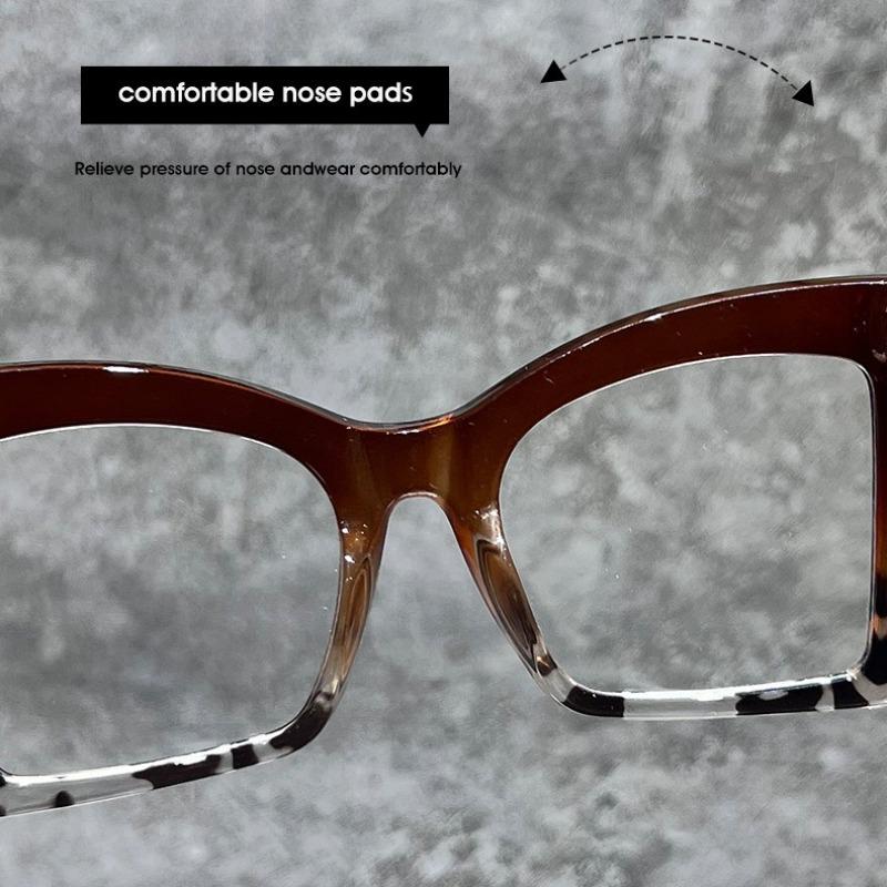 Y2k Oversized Frame Reading Glasses Women Leopard Print Blocking Blue Light Presbyopic Spectacles Eyeglasses Clear Lens