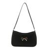 Spring Solid Color Bow Fashion Casual Commuter Bag Women's 2025 New Retro Shoulder Underarm Small Square Bag Versatile