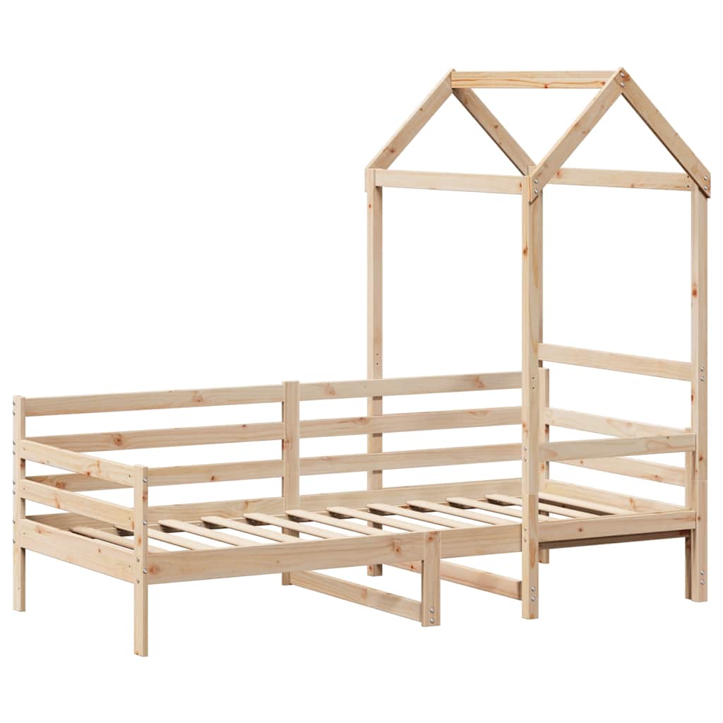 Daybed with Canopy 80 x 200 cm Solid Pine Wood