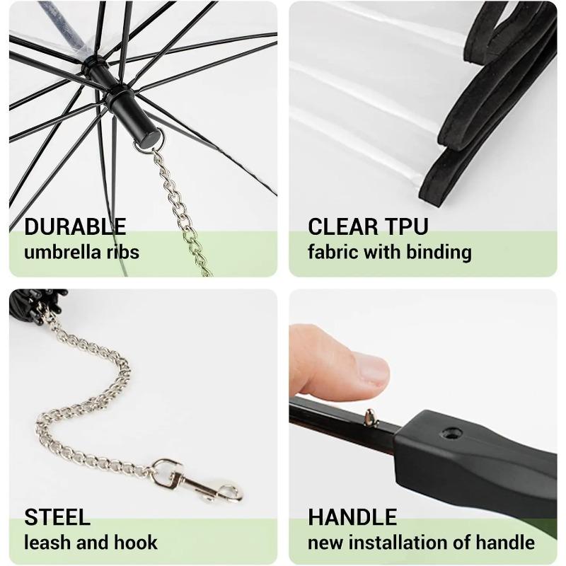 Transparent Pet Umbrellas Small Dog Umbrella With Dog Leash Iron Chain As Raincoat For Dogs Beautiful Package Pet Supplies