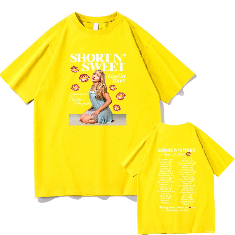 Sabrina Carpenter Short Sweet Album T-Shirt Herren/Damen Kleidung Harajuku Vintage Unisex Baumwolle Grafik T-Shirts Kleidung