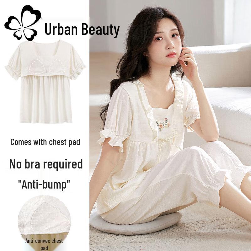 Urban Beauty Women s Padded Short Sleeve Pajama Set M