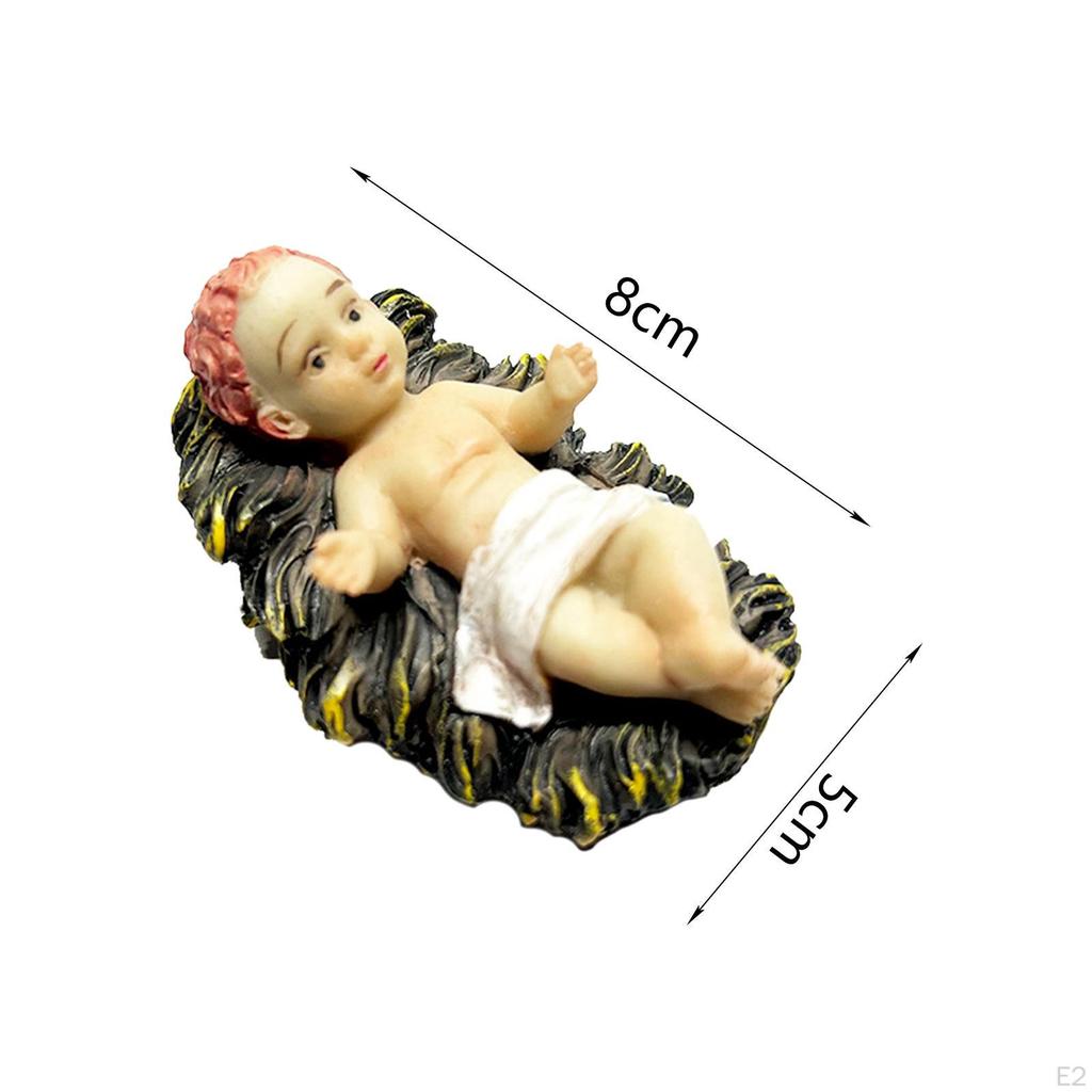 Resin Statue Decoration Religious Table Centerpiece Nativity Figurines Baby Jesus Figure for Cabinet
