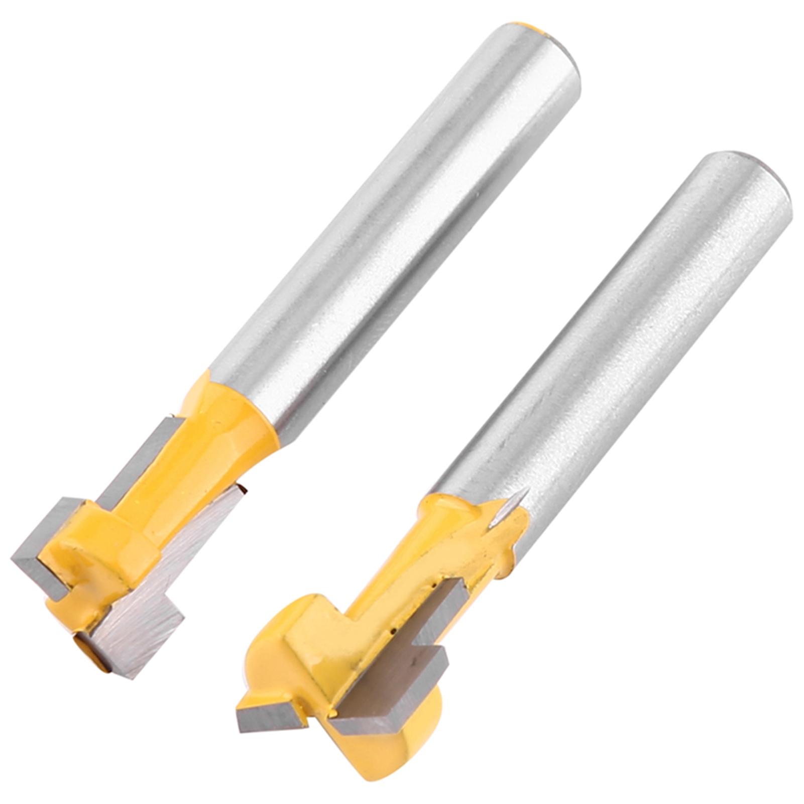 

2pcs Yellow T slot Cutter Router Bit for 3 8 & 1 2 Cutting Edge 1 4 Shank белый