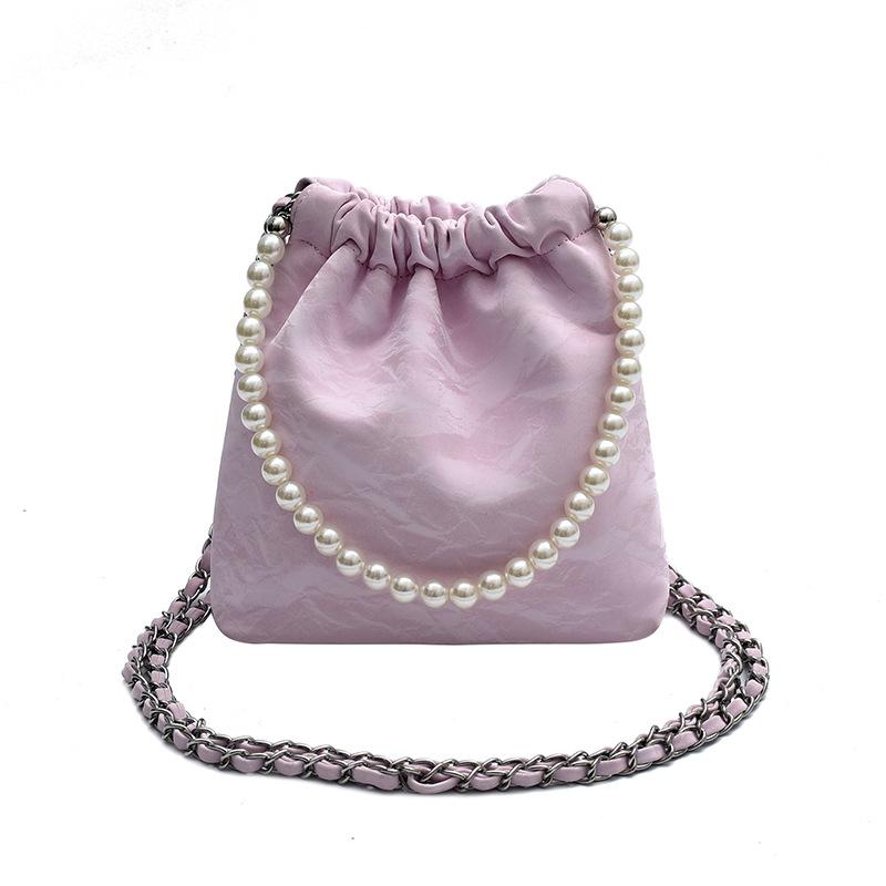 

Оптовые Новинки Нишевый Премиальный Жемчужный Портативный Плиссированный Сенсорный Чехол для Мобильного Телефона Универсальная Сумка-Кроссбоди на Цепочке для Поездок розовый