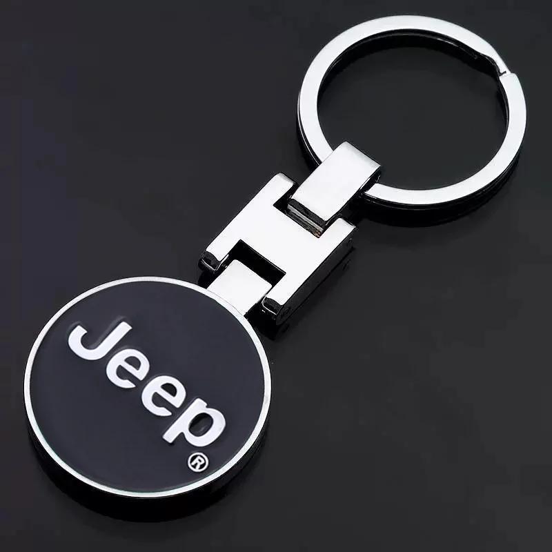 För Jeep Bilemblem Nyckelring H-spänne Dubbelsidig Nyckelring För Jeep Grand Cherokee Wrangler JK Gladiator Compass Renegade Pa