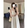 French Gentle Style Halter Suspender Dress, Loose Covering Meat, Thin, Lazy Style Long Skirt for The Masses